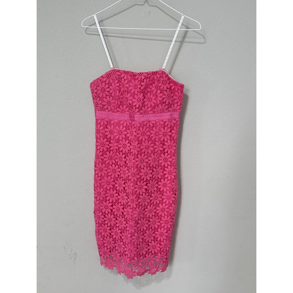 Lilly Pulitzer Pink Floral Eyelet Lace Dress Womens Size 2 Cotton Preppy